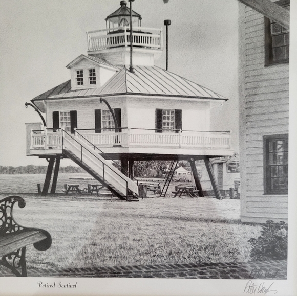 Peter Hanks Limited Edition Print  RETIRED SENTINEL Lighthouse Signed Chesapeake - Picture 2 of 9